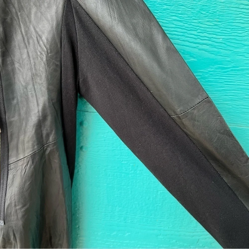 LEATHER RELIGION GOTH LIGHT PAPER DRAPED MOTO JACKET SIZE 12 BLACK